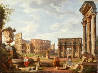 Capriccio pohled na Řím, 1743