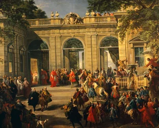 Charles III Bourbon na návštěvě u papeže Benedikta XIV v Coffee House of Quirinal