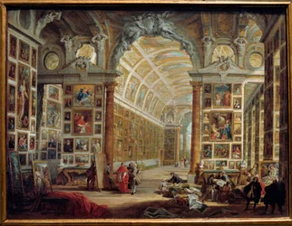 Galerie Silvia Valenti Gonzagy (nebo Gonzaguea) (1690-1756), kardinála Klementa XII. Obraz Giovanniho Paola Panniniho (Paniniho) (1691-1765), 18. století, 0,48 x 0,64 m, Marseille, Muzeum výtvarných umění