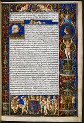 Frontispiece, od Giovanni Simonetta, Historia věcí, které provedl invictissimo vévoda Francesco Sforza [tzv. Sforziade], Milán, Antonio Zarotto