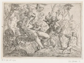 Satyr zajatý putti a Venuší