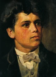 Autoportrét ve 20 letech, Giovanni Segantini (1858-1899), olej na plátně, 35x26 cm