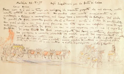Náčrt pro procesí svátku Calven Coira od Giovanniho Segantiniho (1858-1899)