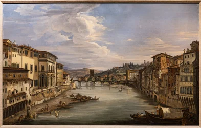 Pohled na Arno z Ponte Vecchio směrem k mostu Alle Grazie