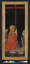 Máří Magdalena objímá kříž, rub (tempera a zlato na panelu)