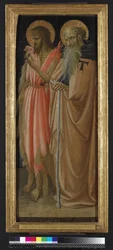 Svatý Jan Křtitel a svatý Antonín opat (tempera a zlato na panelu)