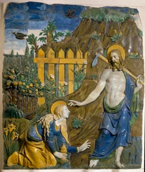 Noli me tangere. Keramický reliéf (1469-1529). Florencie, Národní muzeum Bargello