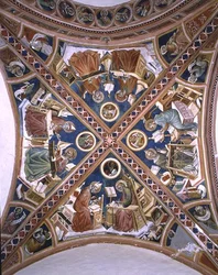 Lékaři v chrámu, evangelisté a osm proroků, z klenby kaple (freska)