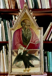 Svatý Jan Evangelista zobrazený se svým symbolem, orlem, 15. století
