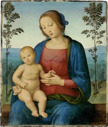 Panna s dítětem (Madonna a dítě) - Malba Lo Spagna (Giovanni di Pietro) (1450-1528), olej na dřevě (36,8x31,4 cm), italská renesance - soukromá sbírka