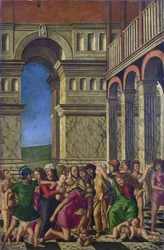 Girolamo Mocetto (asi 1458-1531), Vraždění neviňátek, asi 1510-1520. National Gallery, Londýn. 67,9 x 44,5