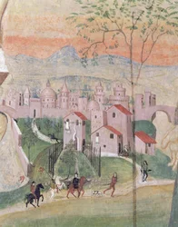 Pohled na město Prato, detail z Ukřižování, z Kapituly, 1509