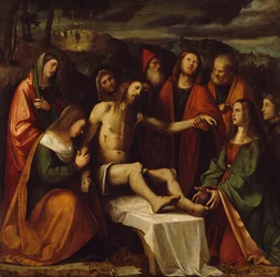 Pieta od Girolama Romanina (cca 1484-po 1562), olej na plátně