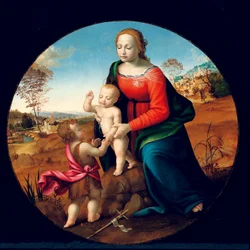 Madonna a dítě se svatým Janem Křtitelem (olej na dřevě)