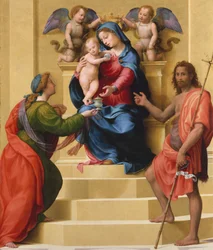 Madona s dítětem na trůnu se svatými Marií Magdalénou a Janem Křtitelem, ca. 1523.
