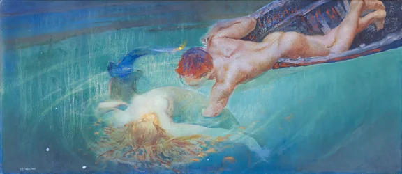 Mořská panna aneb Zelená propast, kolem roku 1900 (olej na plátně)