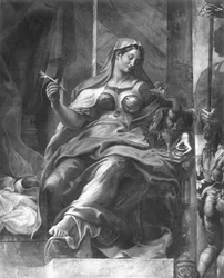Eternity, jedna ze dvou alegorických postav obklopujících svatého Petra, Raphael Rooms (detail) (viz také 252790)