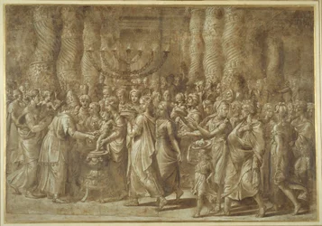 The Circumcision (pero a hnědý inkoust s hnědým praním a zvýrazněním)