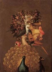 Vzduch - Giuseppe Arcimboldo (1527-1593). Kolem 1566. Rozměry: 74,4 x 56 cm. Soukromá sbírka