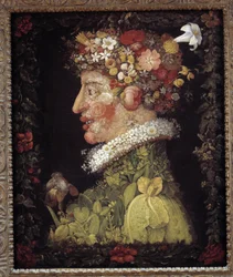 Jaro. Alegorie ročních období. Obraz Giuseppeho Arcimbolda (1527-1593). Muzeum Louvre