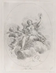 Alegorická postava na obláčku s putti, podle Stefana Pozziho, ca. 1745-1802.