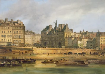 Hotel de Ville a nábřeží, Paříž, 1828