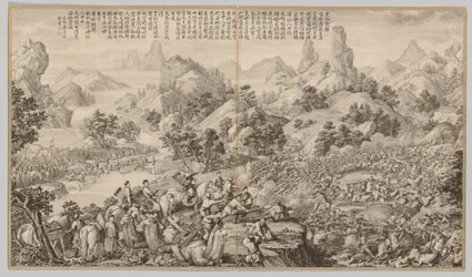Breaking Through the Siege at Hesui: from Battle Scenes of the Quelling of Rebellions..., c. 1765-17