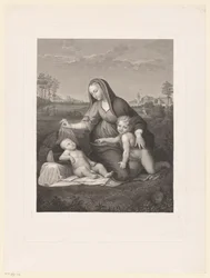 Marie s dítětem a mladý Jan Křtitel v krajině Madonna del Velo