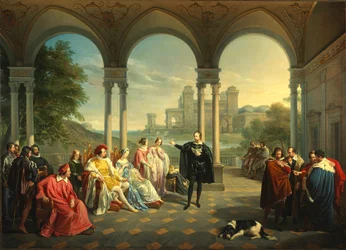 Torquato Tasso čte La Gerusalemme Liberata na dvoře Ferrara, 1841.