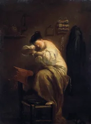 Žena hledá blechy, 1710.