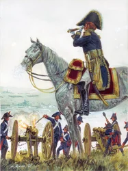 První císařství: "Generál Michel Marie Claparede v bitvě u Slavkova v roce 1805" První císařství: francouzský generál Michel Marie Claparede v bitvě u Slavkova v roce 1805 - Ilustrace Giuseppe Rava