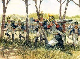 První říše: Francouzští pěší voltižéři - First empire: French Skirmish voltigeurs - Ilustrace Giuseppe Rava