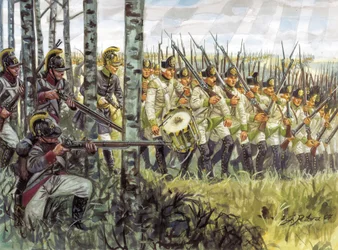 První císařství: vojáci rakouské pěchoty v předvoji kolem roku 1798 - 1805 - První císařství: vojáci rakouské pěchoty za pochodu