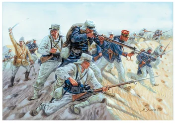 Marche ou creve Soldiers de la Legion etrangere francaise - Francouzská cizinecká legie: Ilustrace Giuseppe Rava: "pochoduj nebo zemři"