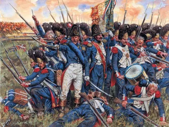 Napoleonská válka: Velká armáda v bitvě u Waterloo 18.6.1815 zatlačena do kouta - Napoleonská válka: Velká armáda v bitvě u Waterloo 18.6.1815 zatlačena do kouta - Ilustrace Giuseppe Rava