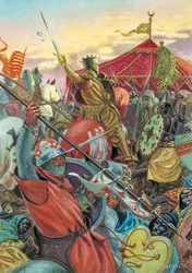 Reconquista Španělska: bitva u Las Navas de Tolosa dne 16/07/1212 mezi křesťanskými silami kastilského krále Alfonse VIII. a armádou Maurů