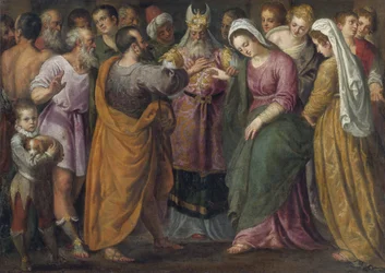 Le mariage de Marie et Joseph - Manželství Marie a Josefa par Salviati, Giuseppe (1520-1575). Olej na plátně, rozměr : 116,8x164, , Soukromá sbírka