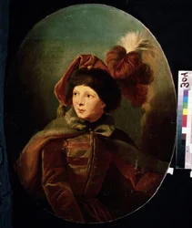 ""Portrét trpaslíka Bi-Bi v manželově uniformě"" (Portrét trpaslíka Bi-Bi) Malba Jozefa Grassiho (1757-1838) Muzeum umění Michaila Krošitského, Sevastopol (Sevastopol) Ukrajina