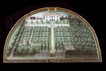 Pohled na Villa di Marignolle poblíž Florencie, Itálie (Tempera