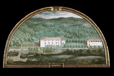 Pohled na Villa di Seravezza poblíž Massa Carrara, Itálie (Tempera