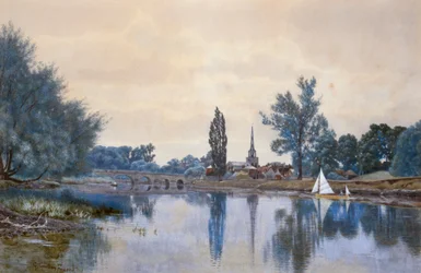 Wallingford od řeky Temže (akvarel)