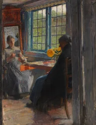 Ženy u okna zahrady, c. 1890.