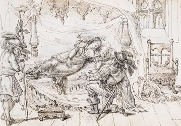 Šípková Růženka, ilustrace k pohádce Charlese Perraulta (1628-1703), rytina Grandville (1803-1847)