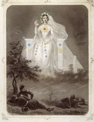 Hvězdy: Žena představující „“La belle étoile““ – od Grandville