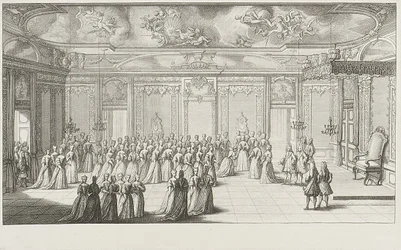 Audienční síň při přijetí nevěsty v drážďanském paláci 2. září 1719