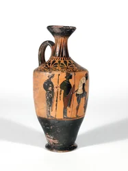 Lekythos, válečníci vyzbrojení do bitvy, 510-500 př.n.l.