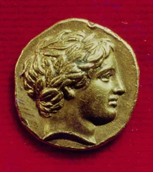 Statér Filipa II. (382-336 př. n. l.), krále Makedonie, s podobiznou Apollóna, 356-336 př. n. l.
