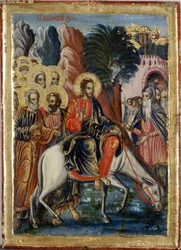 Vjezd do Jeruzaléma (tempera na dřevě)