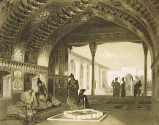 Zrcadlová síň v paláci Sardar of Jerevan, Arménie, deska 17 z knihy o Kavkaze, vyryla Charles Claude Bachelier a Celestin Francois Nanteuil (1813-73) hospoda. od Alfreda