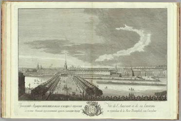 Něvský prospekt s pohledem admirality Kniha k 50. výročí založení Petrohradu, 1753